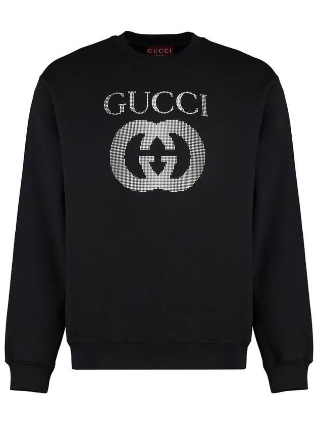 Embellished Logo Crew Neck Sweater Black - GUCCI - BALAAN 2