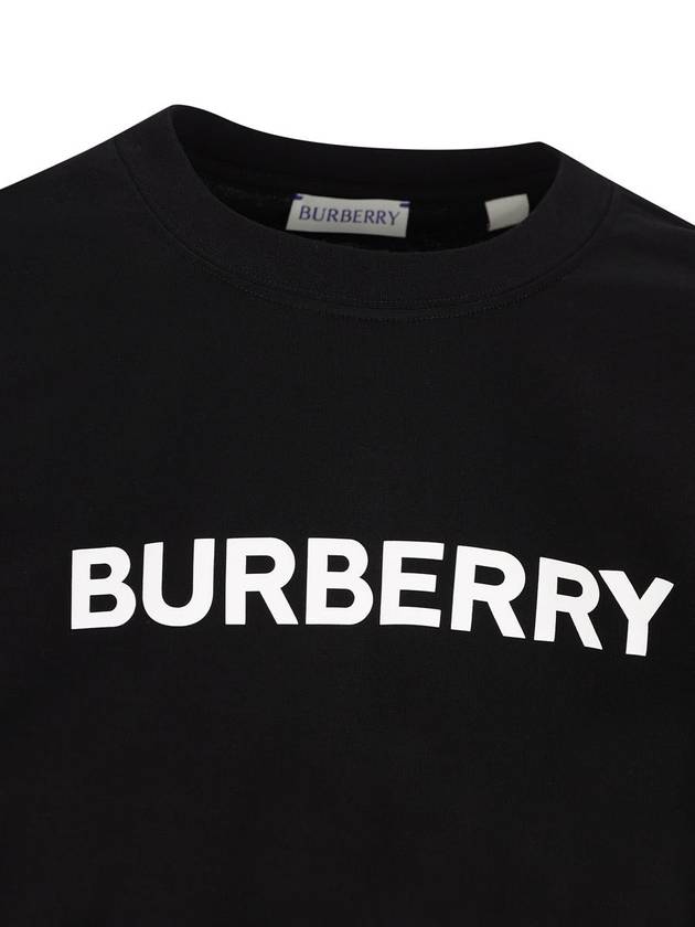 Logo Print Crew Neck Cotton Short Sleeve T-Shirt Black - BURBERRY - BALAAN 4