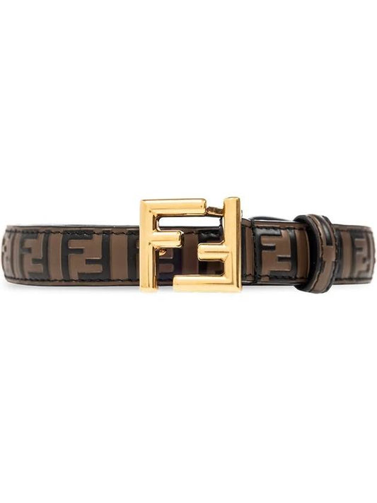 FF Square Stud Buckle Leather Belt Brown - FENDI - BALAAN 2