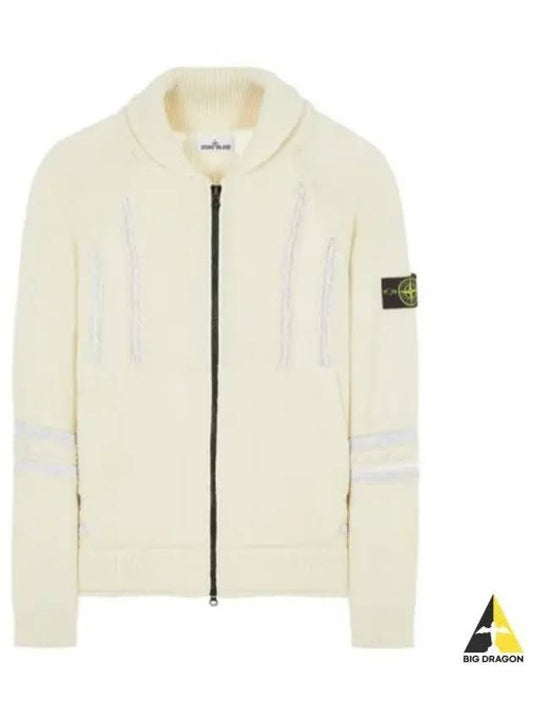 Reflective Jacquard Knit Zip-up Cardigan Ivory - STONE ISLAND - BALAAN 2