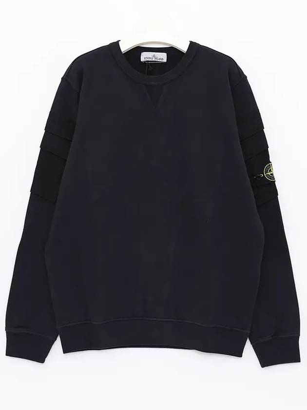 Garment Dyed Double Pocket Brushed Cotton Fleece Sweatshirt Navy - STONE ISLAND - BALAAN 3