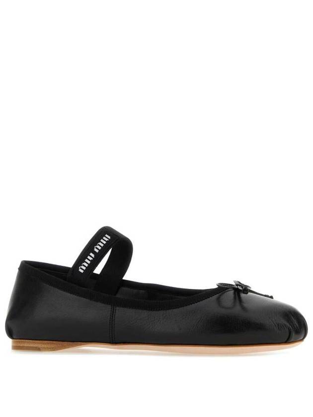 Women's Logo Leather Ballerinas Black - MIU MIU - BALAAN 3