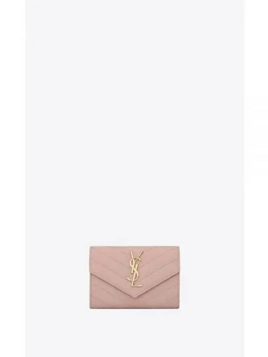 Monogram Envelope Small Half Wallet Pale Pink - SAINT LAURENT - BALAAN.