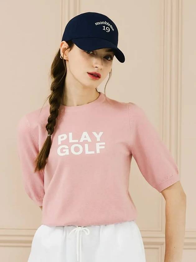 PLAY GOLF ROUND NECK Play Golf Short Sleeve Knit PINK - MONBIRDIE GOLF - BALAAN 1