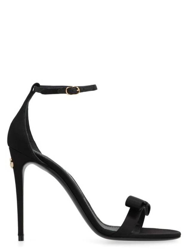 Bow Detailed Ankle Strap Sandal Heels Black - DOLCE&GABBANA - BALAAN 1