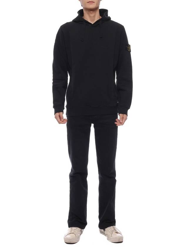 Wappen Patch Brushed Cotton Fleece Hoodie Black - STONE ISLAND - BALAAN 4