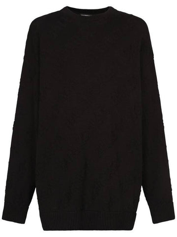 Logo Jacquard Cotton Knit Top Black - BALENCIAGA - BALAAN 1