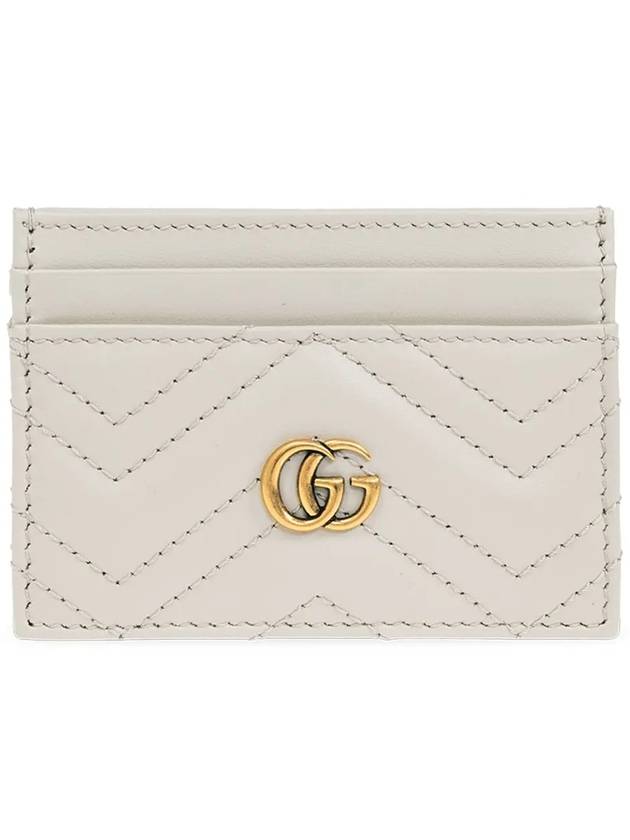 GG Marmont Matelasse Leather Card Wallet Light Grey - GUCCI - BALAAN 3