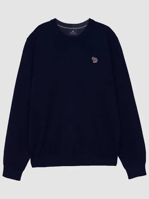 zebra patch crew neck knit top navy - PAUL SMITH - BALAAN 2