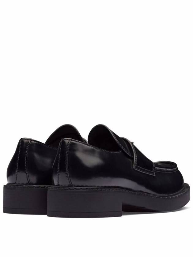 Chocolate Brushed Leather Loafers Black - PRADA - BALAAN 4