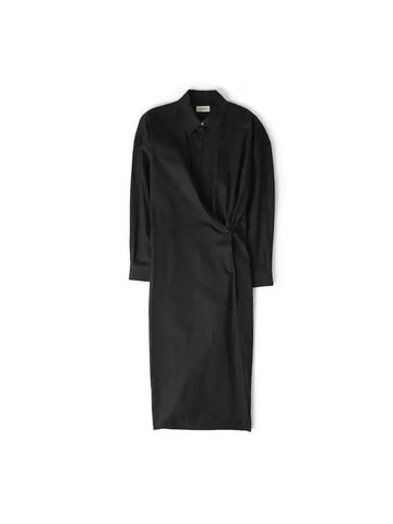 Straight Collar Twisted Long Dress Black - LEMAIRE - BALAAN 1