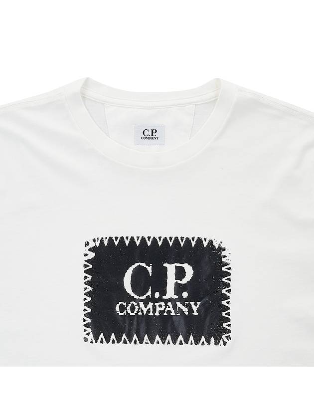 Stitch Logo Cotton Short Sleeve T-Shirt White - CP COMPANY - BALAAN 4