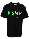 Men's Logo Print Crewneck Short Sleeve T-Shirt Black - MSGM - BALAAN 1