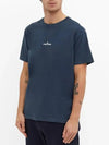 Tricromia Three Print Cotton Jersey T-Shirt Dark Blue - STONE ISLAND - BALAAN 3