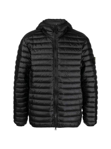 Room Woven Chamber Recycled Nylon Down Padding Hooded Jacket Black - STONE ISLAND - BALAAN 1