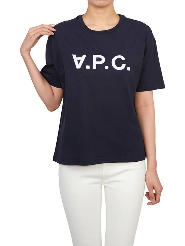 Logo Print Crew Neck Short Sleeve T-Shirt Navy - A.P.C. - BALAAN 5