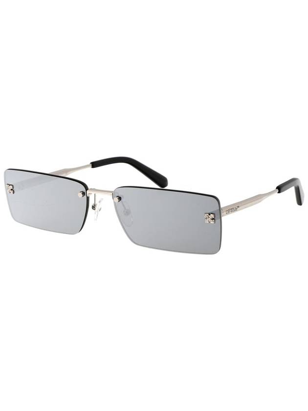 RICCIONE rectangle frame silver tone sunglasses OERI096F23MET0017272 B0080766617 - OFF WHITE - BALAAN 3