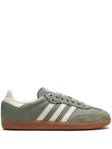 Samba OG Leather Low Top Sneakers Silver Green - ADIDAS - BALAAN 1