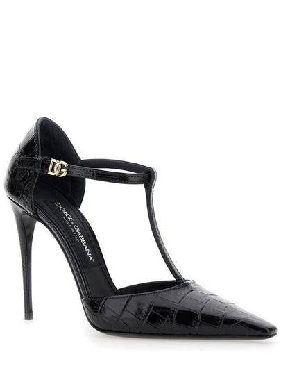 Black Pumps With Stiletto Heel And Croco Print In Leather Woman - DOLCE&GABBANA - BALAAN 2