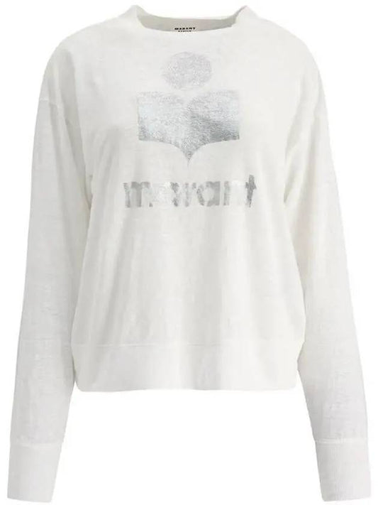 Clawia Logo Print Linen Long Sleeve T-Shirt White - ISABEL MARANT - BALAAN 2