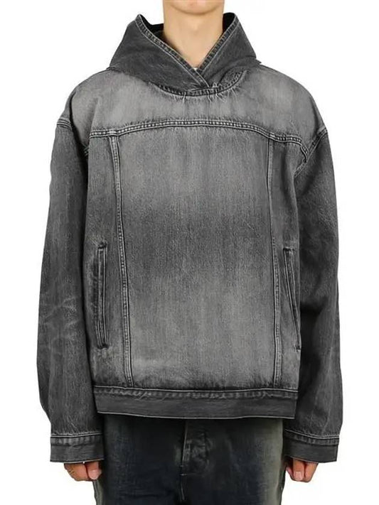 Distressed Denim Hoodie Black - BALENCIAGA - BALAAN 2