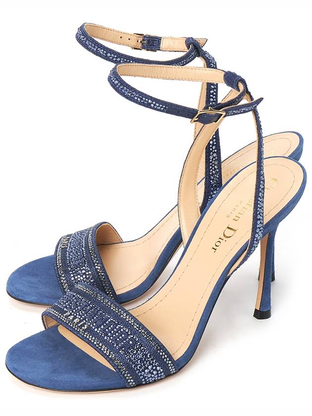 Dway Embroidered Cotton Sandals Heels Royal Blue - DIOR - BALAAN 2