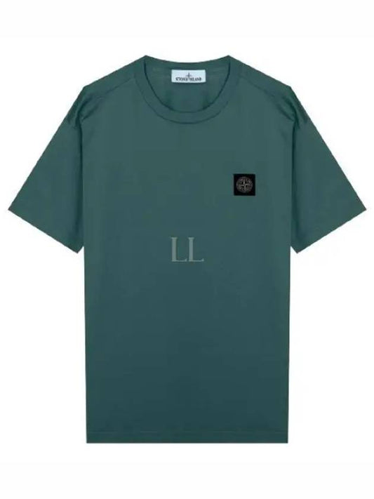 Logo Patch Cotton Short Sleeve T-Shirt Bottle Green - STONE ISLAND - BALAAN 2