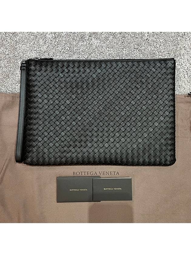 Intrecciato Strap Clutch Bag Black - BOTTEGA VENETA - BALAAN 3