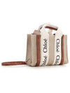 Woody Linen Canvas Calfskin Tote Bag White Brown - CHLOE - BALAAN 4