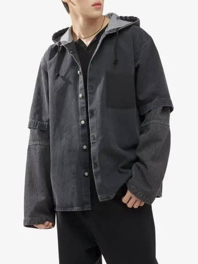 Layered Hooded Denim Jacket Grey - MAISON MARGIELA - BALAAN 2