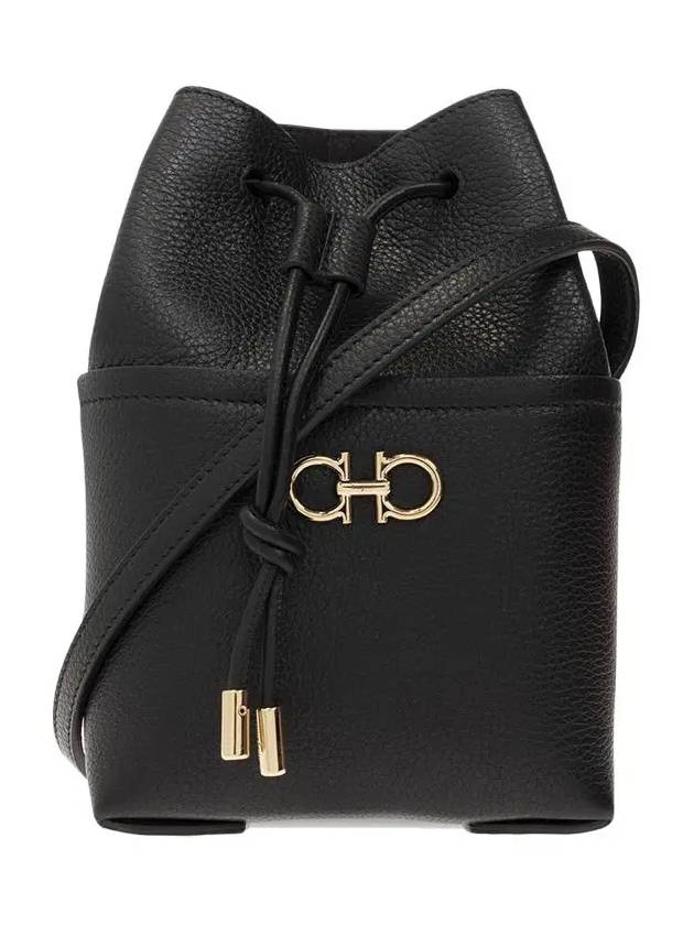 Gancini Mini Bucket Bag Black - SALVATORE FERRAGAMO - BALAAN 3