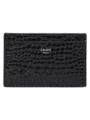 Logo Grained Calfskin Card Wallet Black - CELINE - BALAAN 1