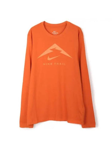 Men's Dri Fit Trail Long Sleeve T-Shirt Orange - NIKE - BALAAN 1