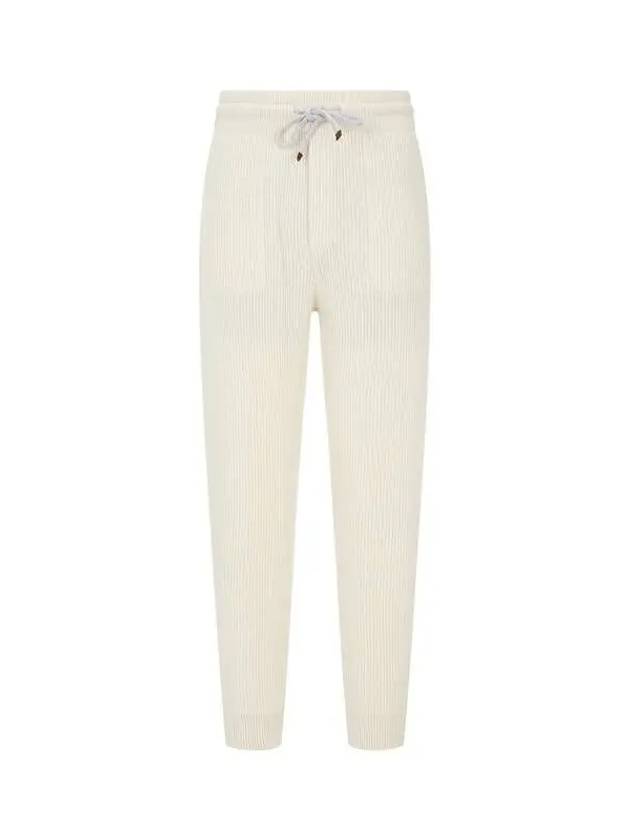 Men s Ribbed Cashmere Jogger Pants Ivory 270918 - BRUNELLO CUCINELLI - BALAAN 1