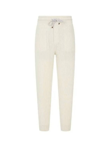 Men s Ribbed Cashmere Jogger Pants Ivory 270918 - BRUNELLO CUCINELLI - BALAAN 1