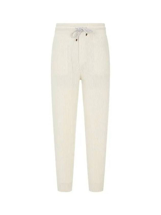 City Village 8th Anniversary 10 e Point 9 8 Men s Ribbed Cashmere Jogger Pants Ivory 270918 - BRUNELLO CUCINELLI - BALAAN 1