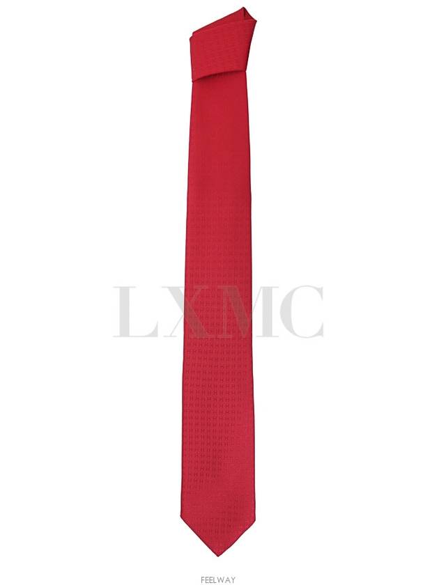 H logo tie cardinal red color men s Faconnee twill - HERMES - BALAAN 5