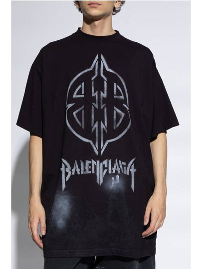 Metal BB Stencil Cotton Short Sleeve T-Shirt Black - BALENCIAGA - BALAAN 2