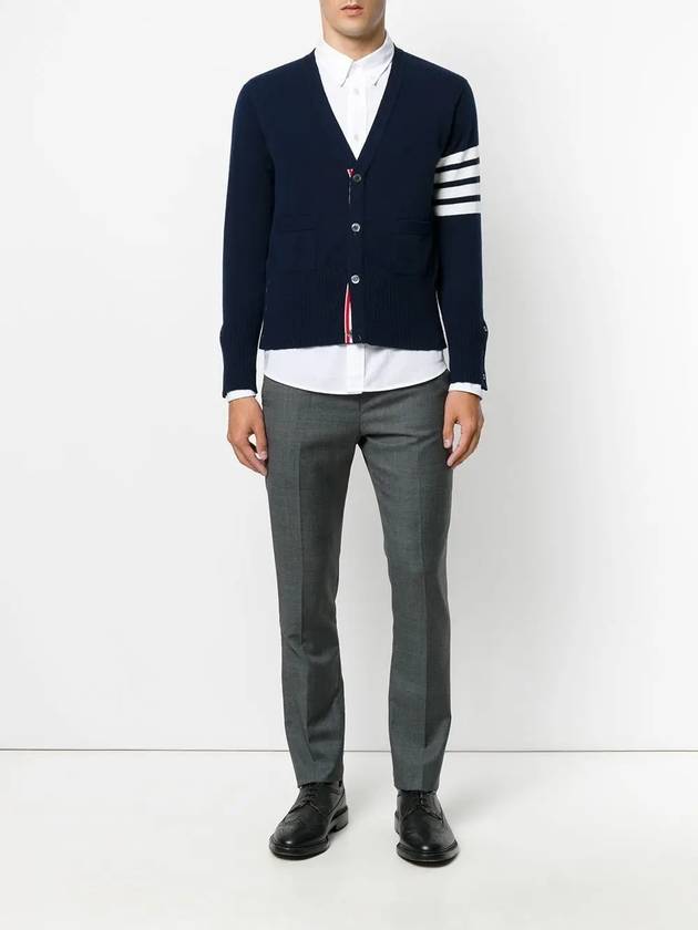 Men's Diagonal Classic Cashmere Cardigan Navy - THOM BROWNE - BALAAN 3