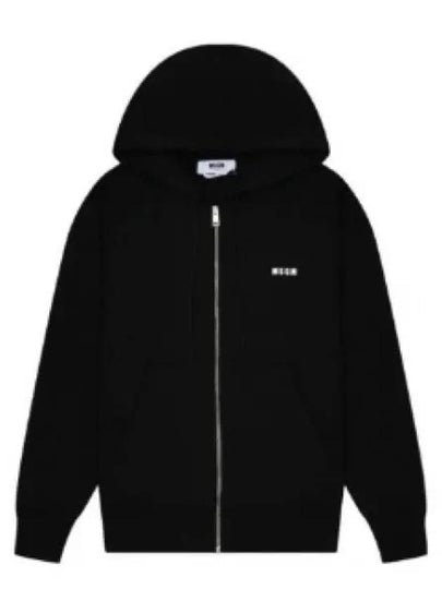 Micro Logo Cotton Zip Up Hoodie Black - MSGM - BALAAN 2