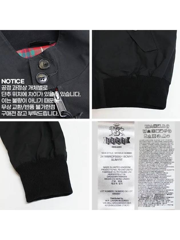 G9 Classic Original Harrington Zip-Up Jacket Black - BARACUTA - BALAAN 8