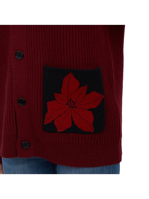 Flock Flower Patch Pocket Cardigan Red - JW ANDERSON - BALAAN 9