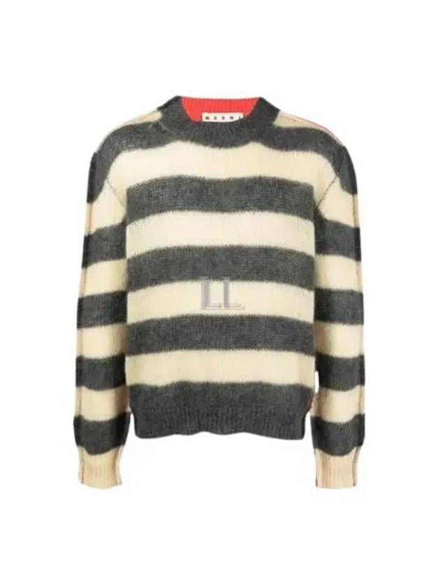 Striped Mohair Wool Blend Knit Top Grey - MARNI - BALAAN 2