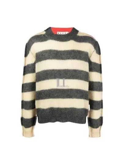 Striped Mohair Wool Blend Knit Top Grey - MARNI - BALAAN 2