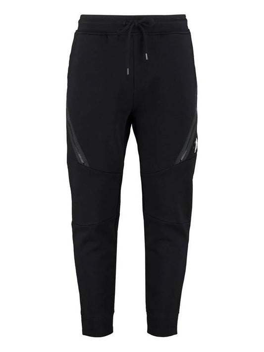 Men's Diagonal Lens Wappen Fleece Track Pants Black - CP COMPANY - BALAAN.