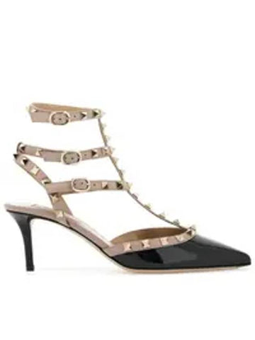 Rockstud Leather Slingback Heel Black - VALENTINO - BALAAN 1