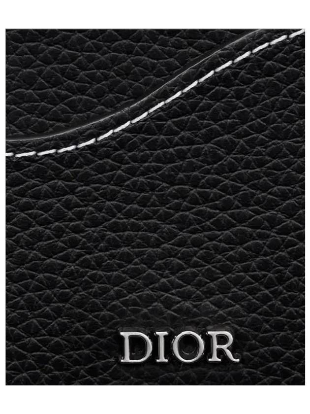 Saddle Grain Leather Card Wallet Black - DIOR - BALAAN 4