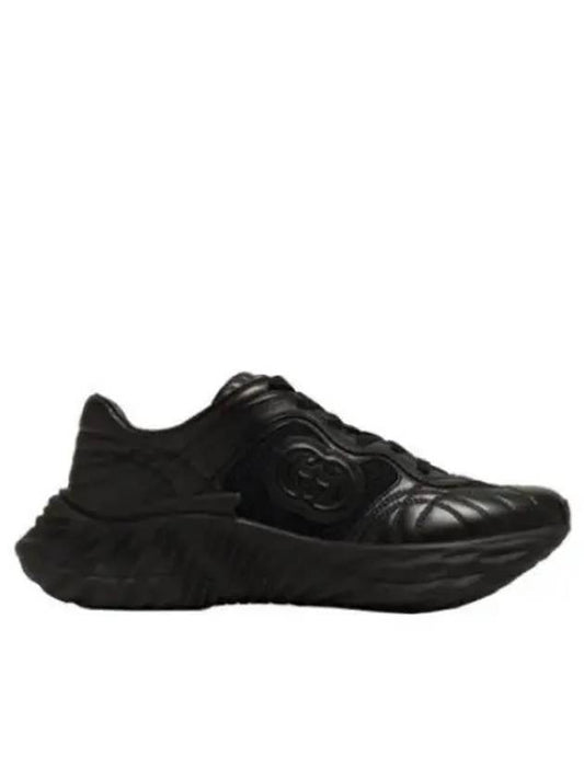 Interlocking G Chunky Leather Low Top Sneakers Black - GUCCI - BALAAN 2