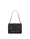 Crinkle Vintage Leather Nikki Medium Shoulder Bag Black - SAINT LAURENT - BALAAN 1