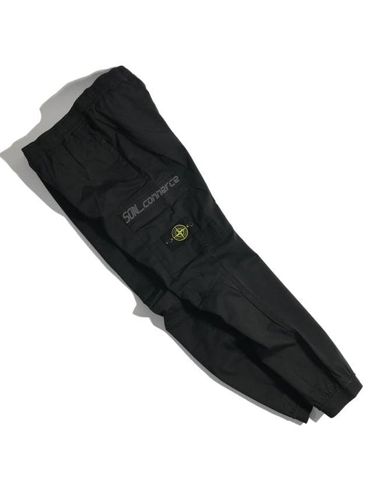 Stretch Cotton Wool Satin Cargo Pants Black - STONE ISLAND - BALAAN 2